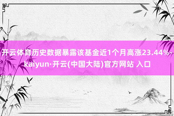 开云体育历史数据暴露该基金近1个月高涨23.44%-kaiyun·开云(中国大陆)官方网站 入口